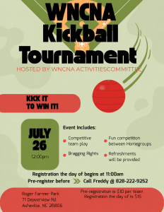 RESCHEDULED TILL 26th - WNCNA Kickball Tournament @ Roger Farmer Park